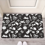Motorcycle Equipment Pattern Print Rubber Doormat