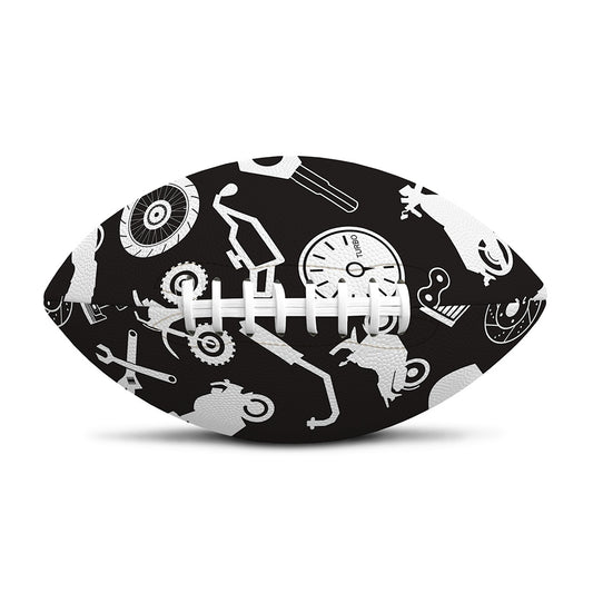 Motorcycle Equipment Pattern Print Rugby Ball