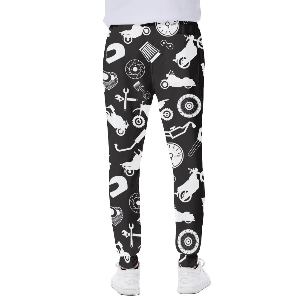 Motorcycle Equipment Pattern Print Scuba Joggers