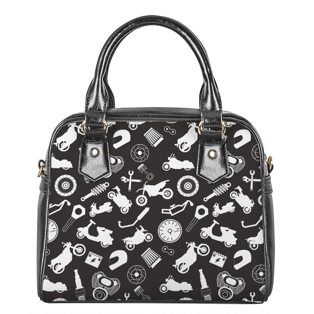 Motorcycle Equipment Pattern Print Shoulder Handbag