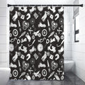 Motorcycle Equipment Pattern Print Shower Curtain