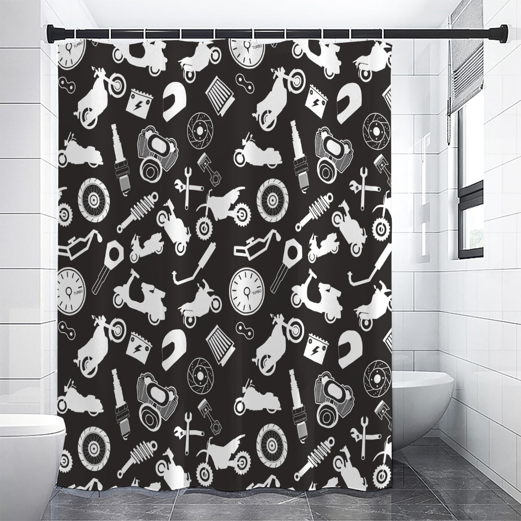 Motorcycle Equipment Pattern Print Shower Curtain