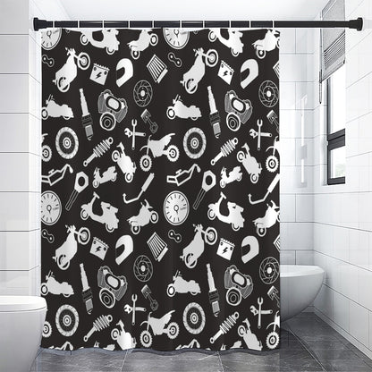 Motorcycle Equipment Pattern Print Shower Curtain