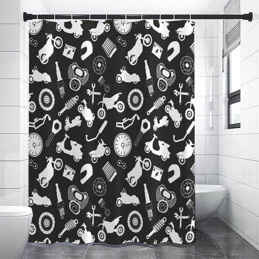 Motorcycle Equipment Pattern Print Shower Curtain