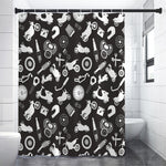 Motorcycle Equipment Pattern Print Shower Curtain