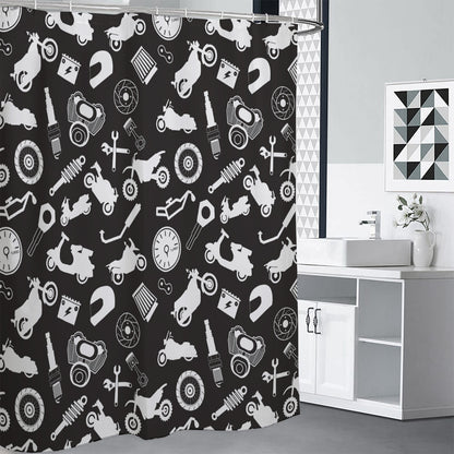 Motorcycle Equipment Pattern Print Shower Curtain