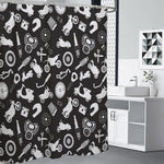 Motorcycle Equipment Pattern Print Shower Curtain
