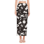 Motorcycle Equipment Pattern Print Side Slit Maxi Skirt