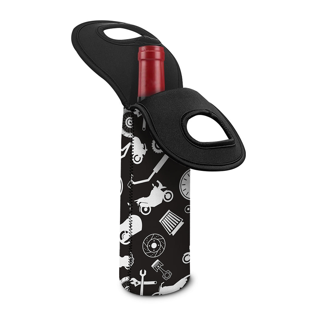 Motorcycle Equipment Pattern Print Single Neoprene Wine Tote