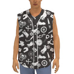 Motorcycle Equipment Pattern Print Sleeveless Baseball Jersey