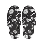 Motorcycle Equipment Pattern Print Slippers