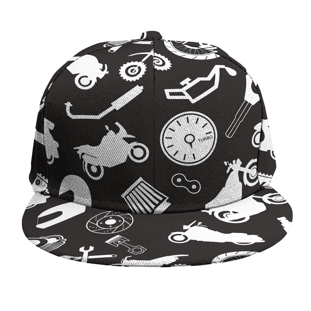 Motorcycle Equipment Pattern Print Snapback Cap