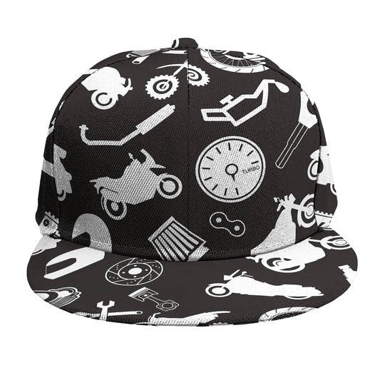 Motorcycle Equipment Pattern Print Snapback Cap