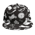 Motorcycle Equipment Pattern Print Snapback Cap