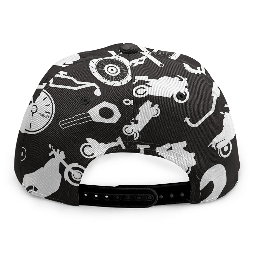 Motorcycle Equipment Pattern Print Snapback Cap