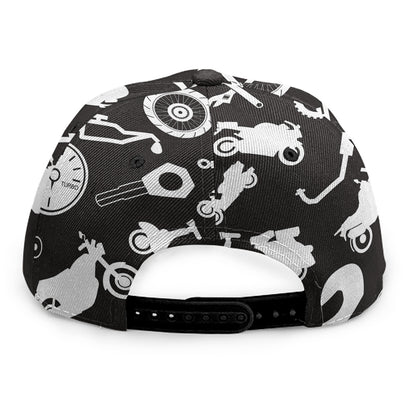 Motorcycle Equipment Pattern Print Snapback Cap