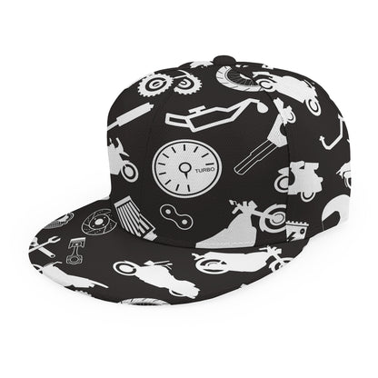 Motorcycle Equipment Pattern Print Snapback Cap