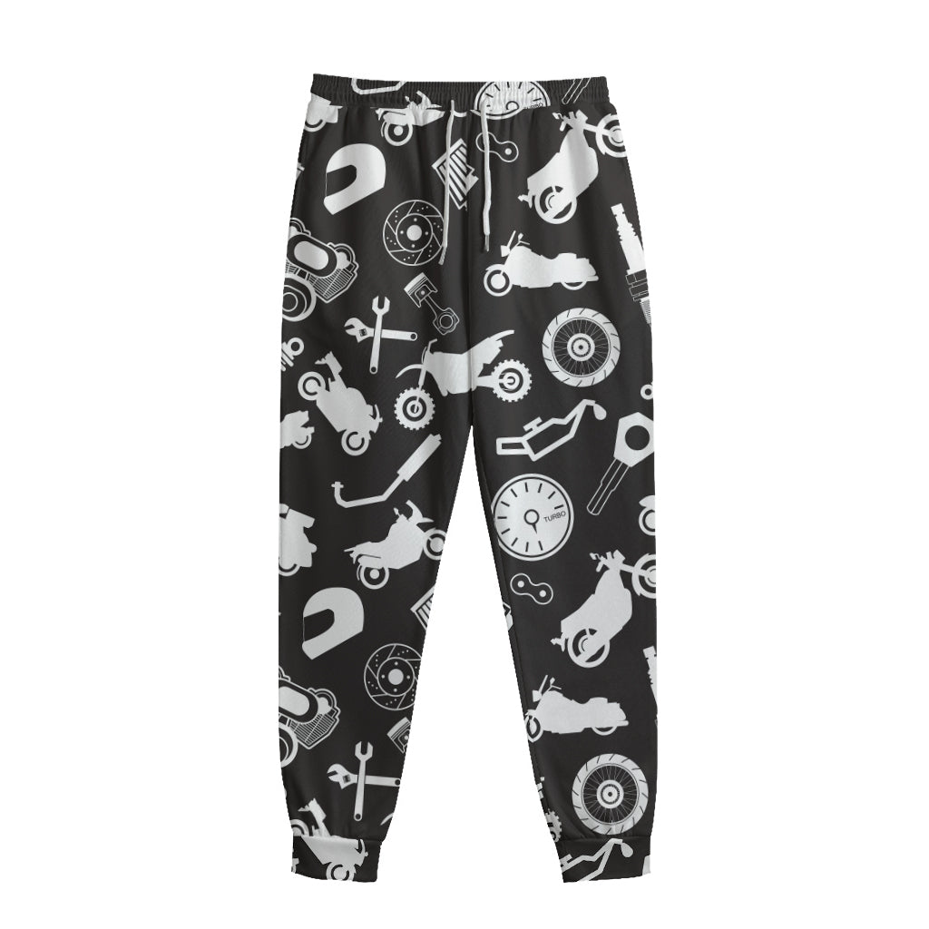 Motorcycle Equipment Pattern Print Sweatpants