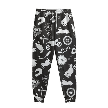Motorcycle Equipment Pattern Print Sweatpants