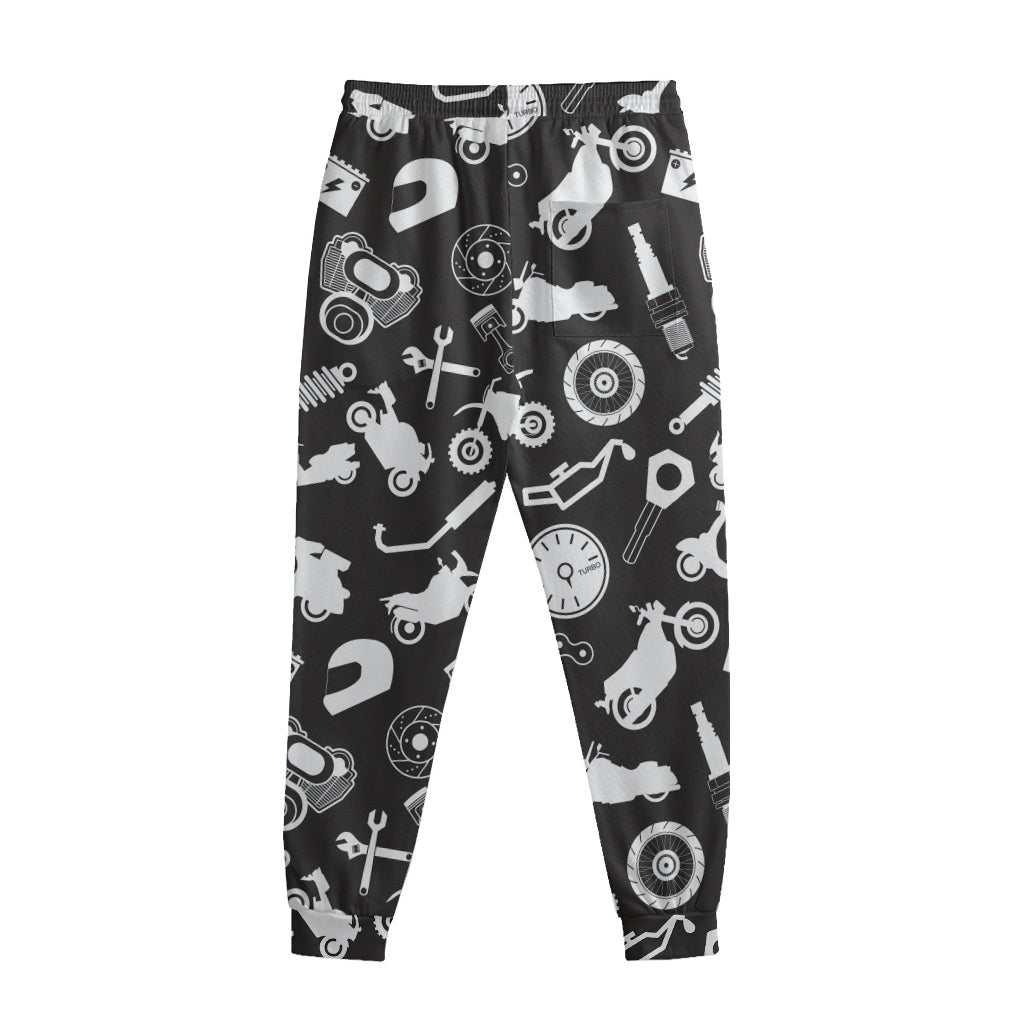Motorcycle Equipment Pattern Print Sweatpants