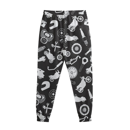 Motorcycle Equipment Pattern Print Sweatpants