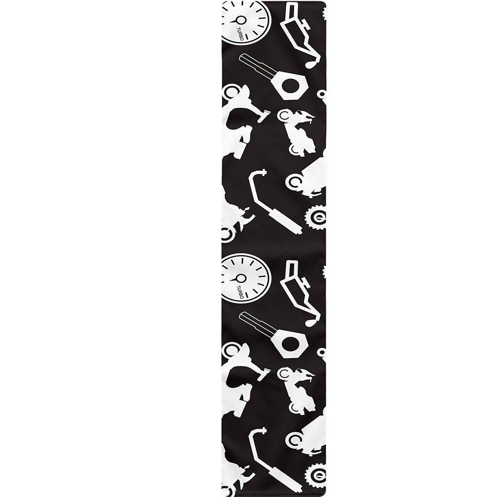 Motorcycle Equipment Pattern Print Table Runner