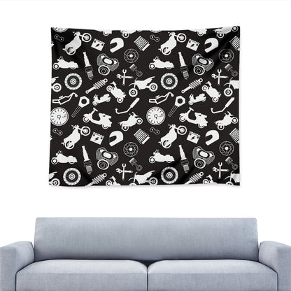 Motorcycle Equipment Pattern Print Tapestry