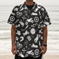 Motorcycle Equipment Pattern Print Textured Short Sleeve Shirt