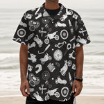 Motorcycle Equipment Pattern Print Textured Short Sleeve Shirt