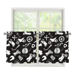 Motorcycle Equipment Pattern Print Tier Curtains
