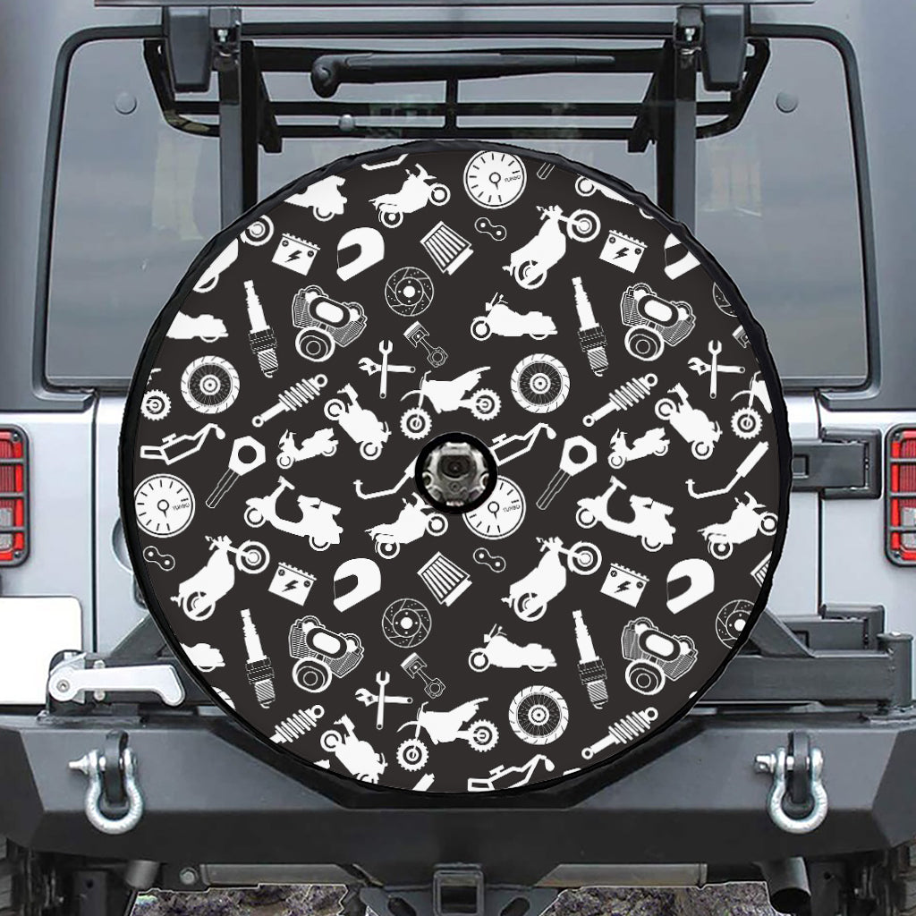 Motorcycle Equipment Pattern Print Tire Cover With Camera Hole