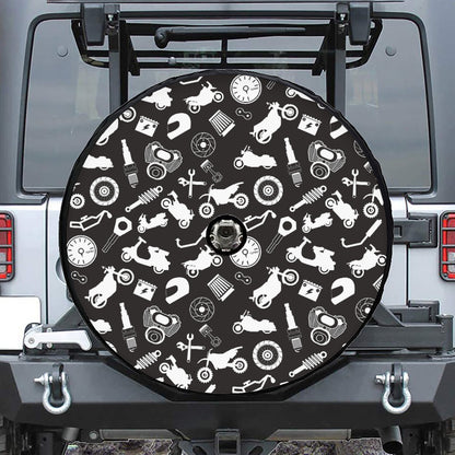 Motorcycle Equipment Pattern Print Tire Cover With Camera Hole
