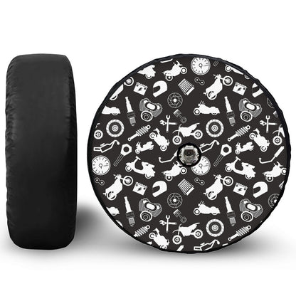 Motorcycle Equipment Pattern Print Tire Cover With Camera Hole