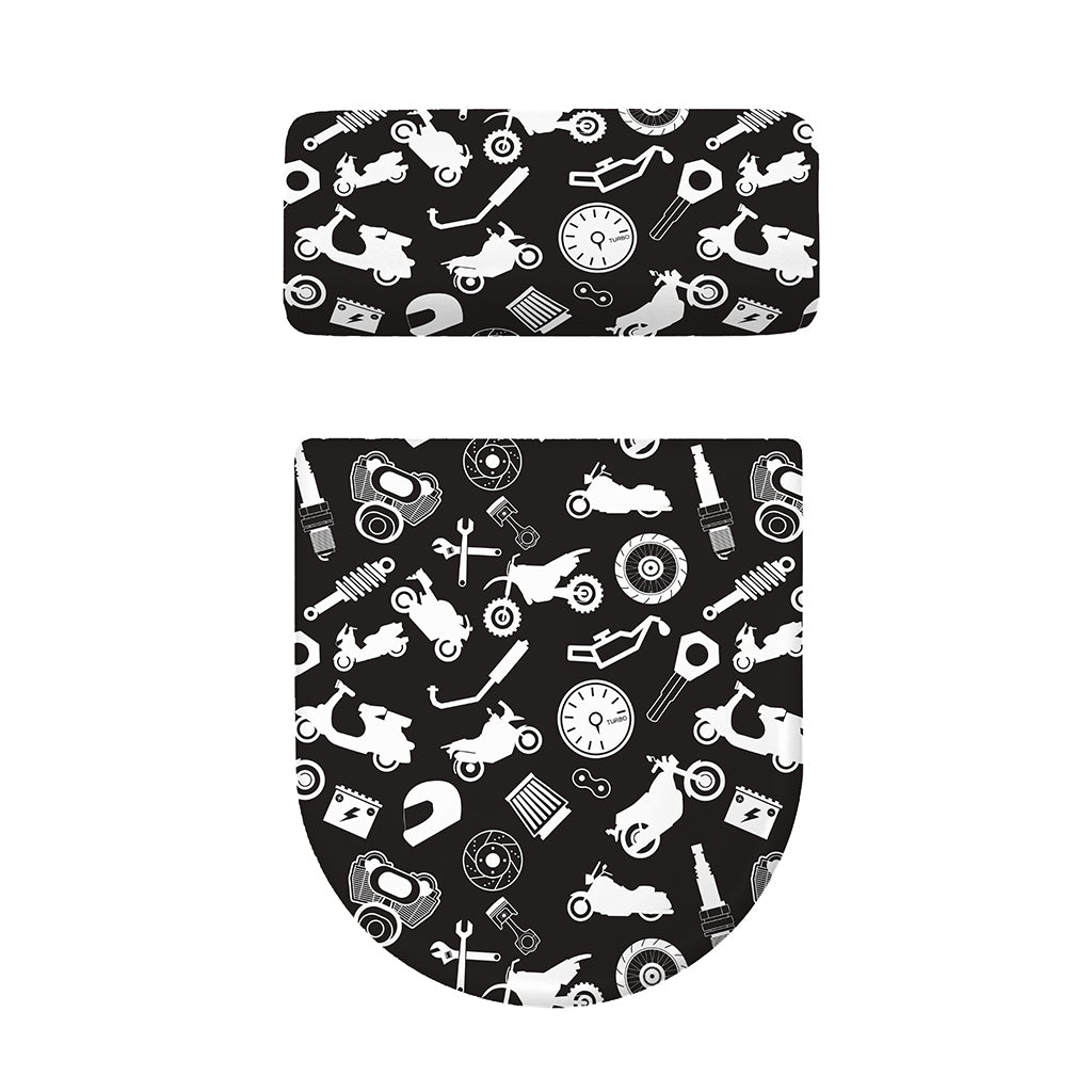 Motorcycle Equipment Pattern Print Toilet Lid And Tank Cover Set