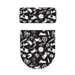 Motorcycle Equipment Pattern Print Toilet Lid And Tank Cover Set