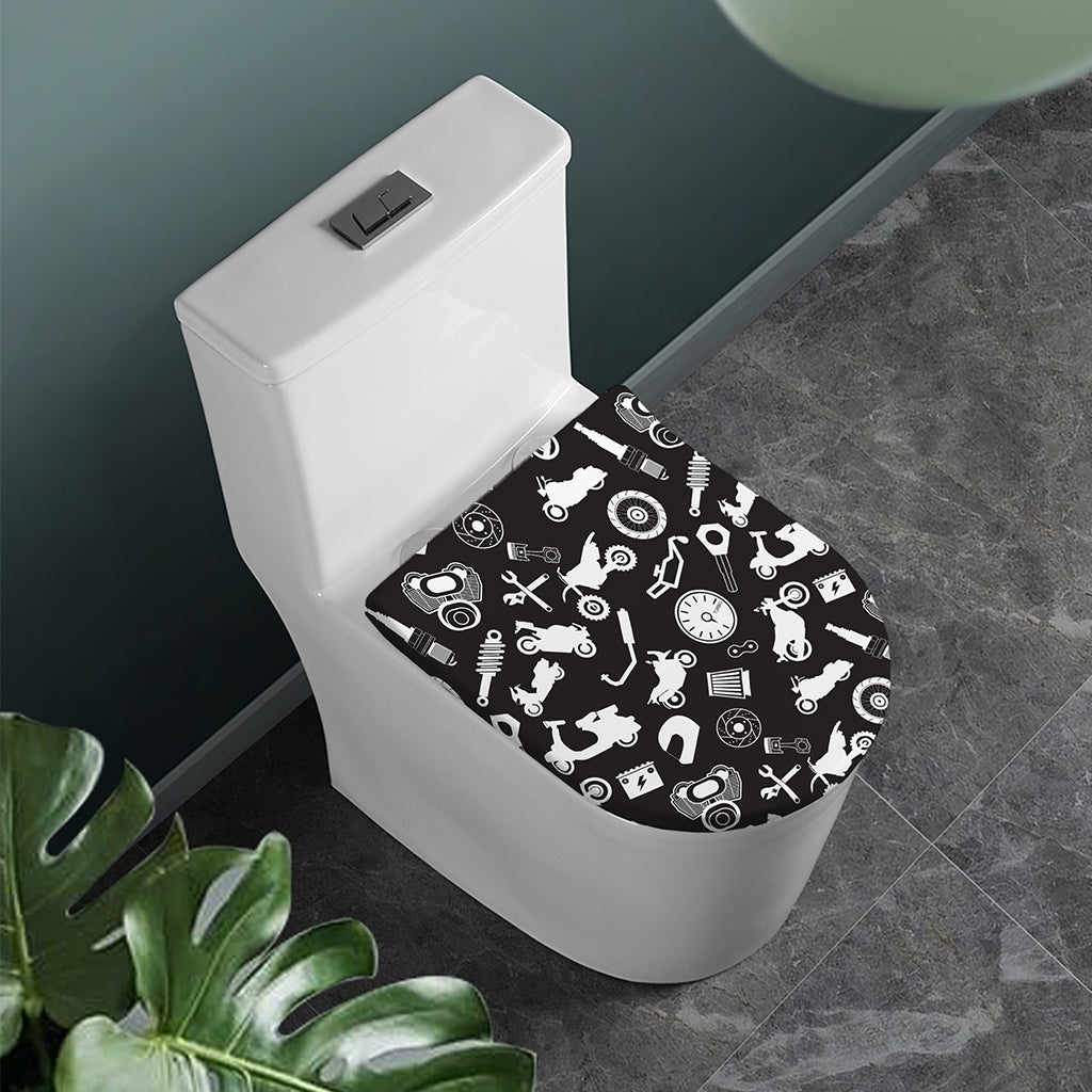 Motorcycle Equipment Pattern Print Toilet Lid Cover