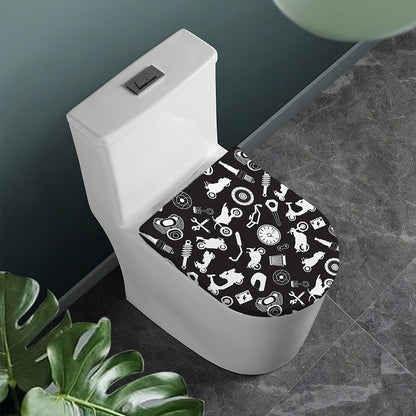 Motorcycle Equipment Pattern Print Toilet Lid Cover