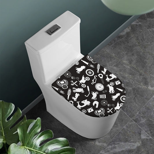 Motorcycle Equipment Pattern Print Toilet Lid Cover