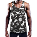 Motorcycle Equipment Pattern Print Men's Workout Tank Top