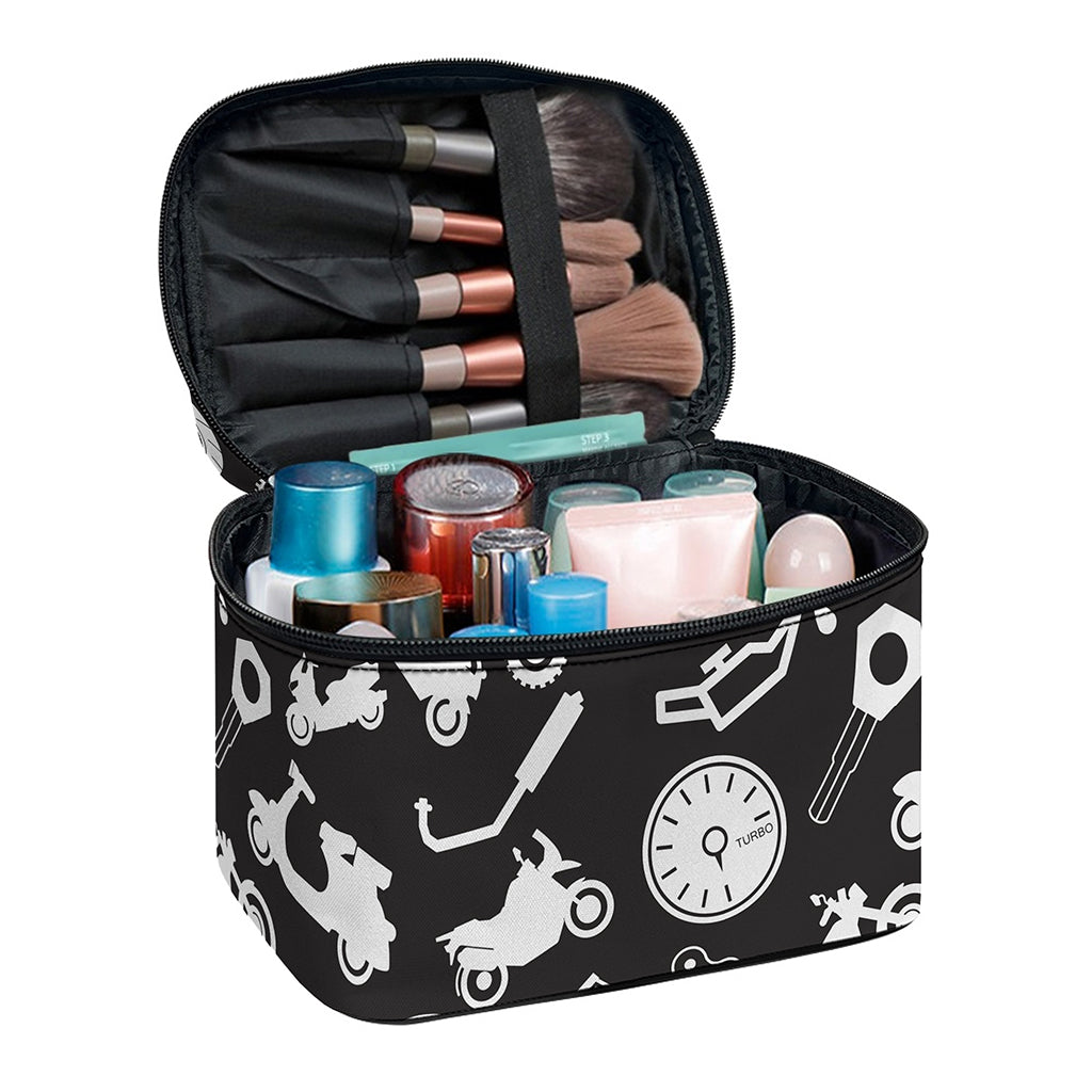 Motorcycle Equipment Pattern Print Travel Makeup Bag