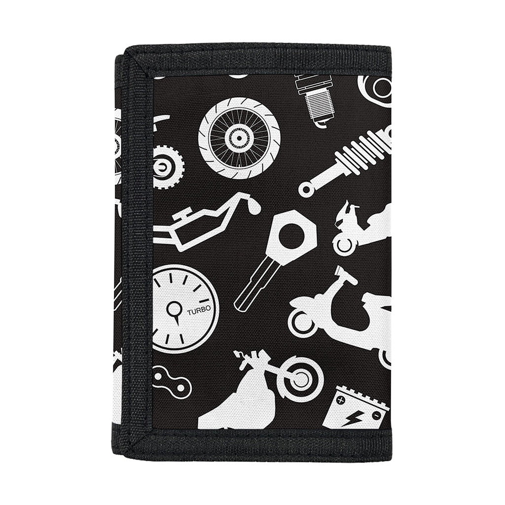 Motorcycle Equipment Pattern Print Trifold Wallet