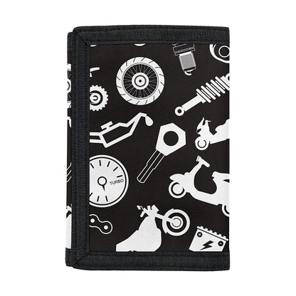 Motorcycle Equipment Pattern Print Trifold Wallet
