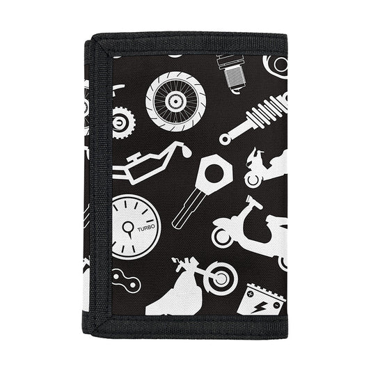 Motorcycle Equipment Pattern Print Trifold Wallet