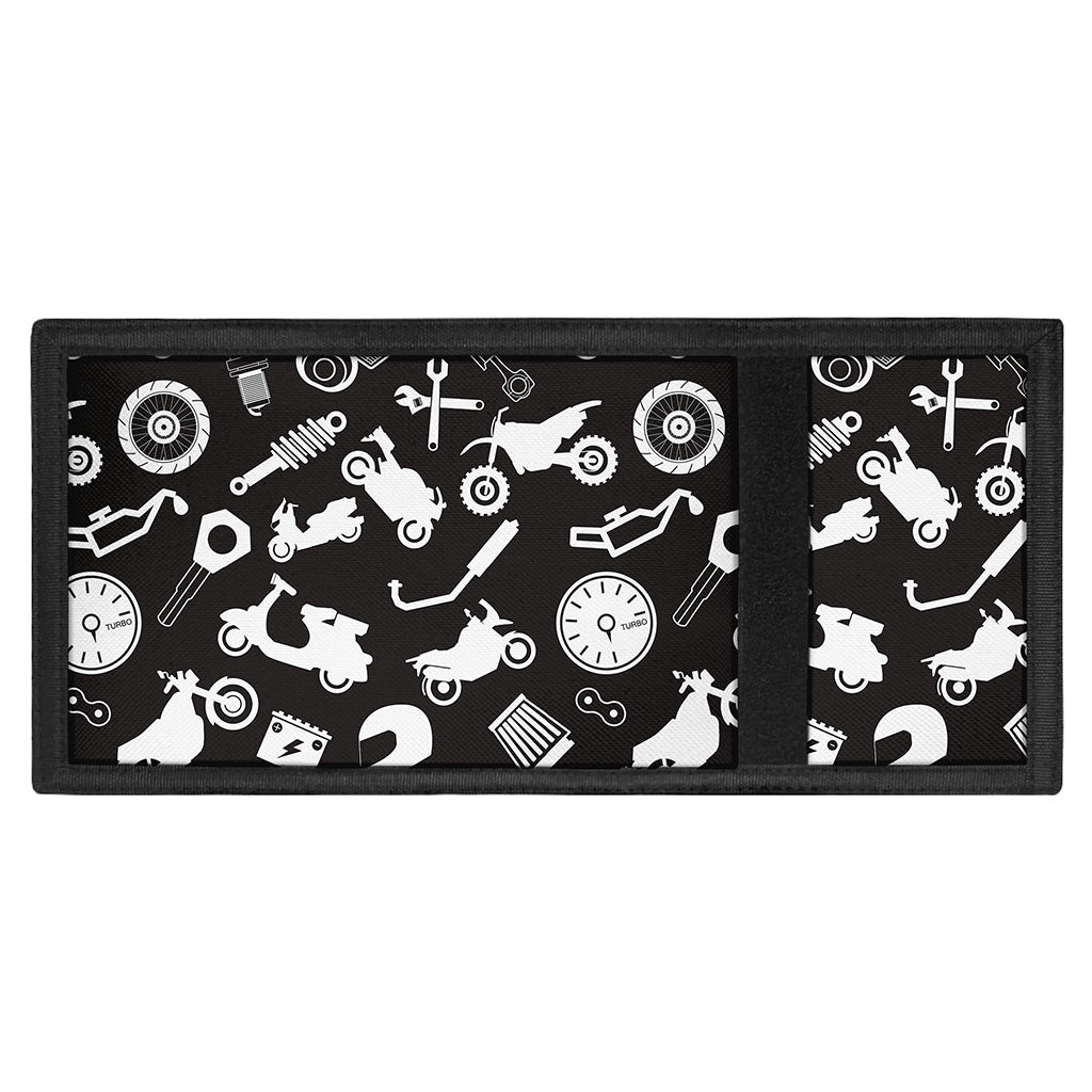 Motorcycle Equipment Pattern Print Trifold Wallet