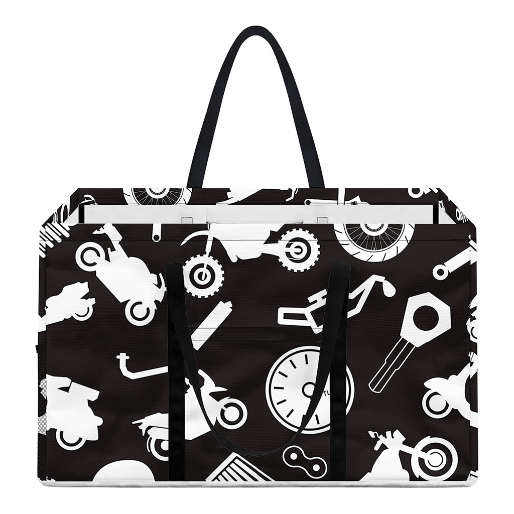 Motorcycle Equipment Pattern Print Utility Tote Bag