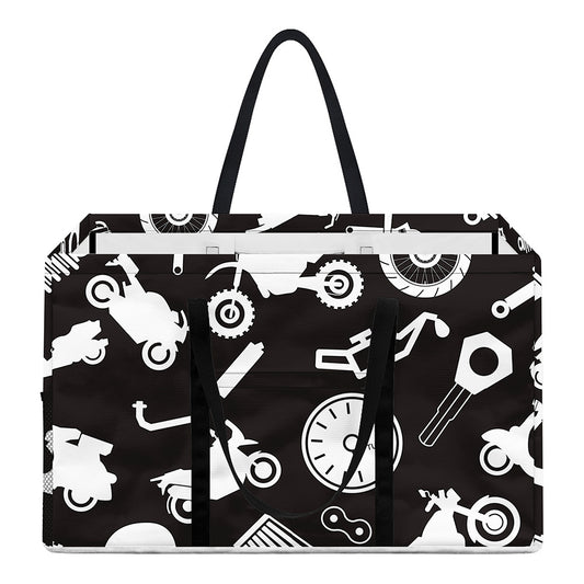 Motorcycle Equipment Pattern Print Utility Tote Bag