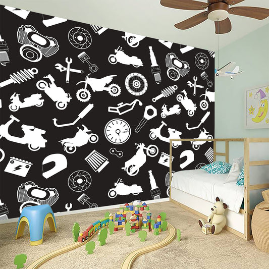 Motorcycle Equipment Pattern Print Wall Sticker