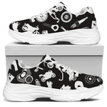 Motorcycle Equipment Pattern Print White Chunky Shoes