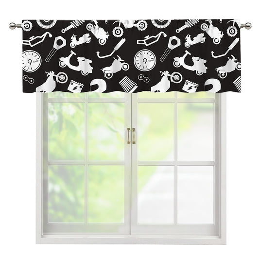 Motorcycle Equipment Pattern Print Window Valance