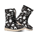 Motorcycle Equipment Pattern Print Winter Boots